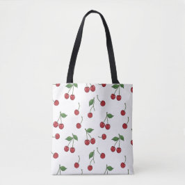 チェリーフルーツリピートパターンデザイン トートバッグ