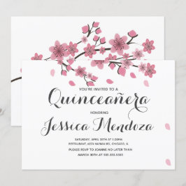 チェリーフローラルツリー キンチェアセラ 15歳の誕生日招待状 招待状