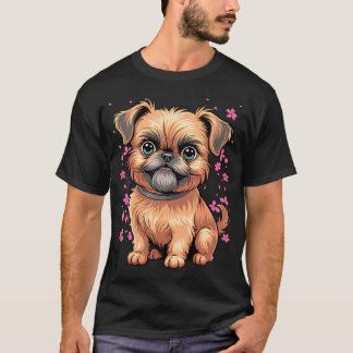 チェリーブロッサムムーン - ペット犬の品種ブリュッセル Tシャツ