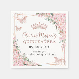 チェリーブロッサム ローズゴールド バタフライ キンチャネラ スタンダードカクテルナプキン