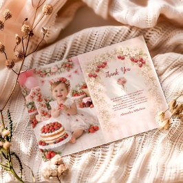 チェリーボタニカル フォト ブラッシュ 1歳の誕生日 サンキューカード