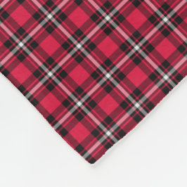 チェリーレッドおよび黒くスポーティな格子縞 フリースブランケット