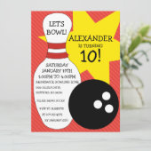 チェリーレッドのボーリングの強打のボーリングの誕生会 招待状 (スタンド正面)