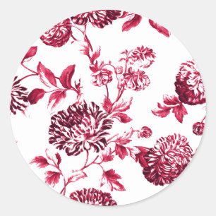 チェリーレッドのヴィンテージ花のToile No.2 ラウンドシール