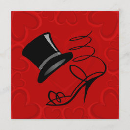 チェリーレッドハーツ トップハットとハイヒール 招待状