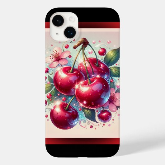 チェリーレッド かわいい チェリー 花柄 ガーリー ピンク Case-Mate iPhoneケース (裏面)