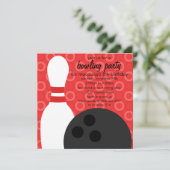 チェリーレッドPinの友達のボーリングをする誕生会 招待状 (スタンド正面)