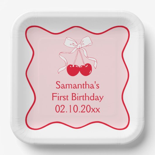 チェリー誕生日パーティー ペーパープレート (正面)
