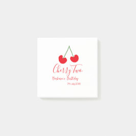 チェリー2歳の誕生日 赤いチェリーの子供向けシンプルデザイン ポストイット