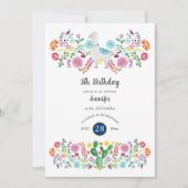 チェリー5th誕生日ガールフィエスタラマフォーク花 招待状 (正面)