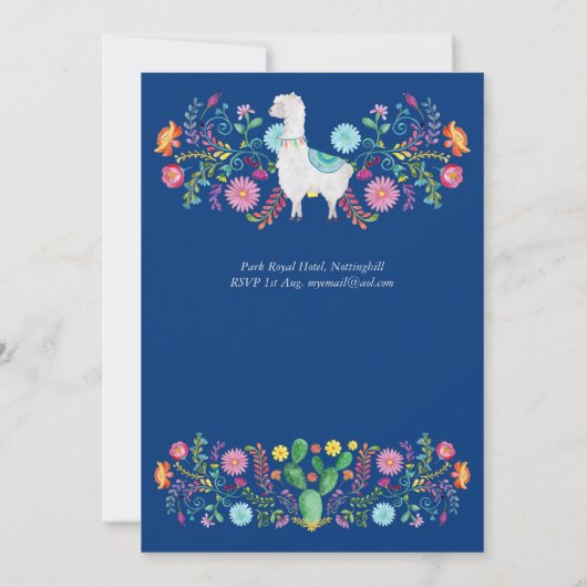 チェリー5th誕生日ガールフィエスタラマフォーク花 招待状 (裏面)