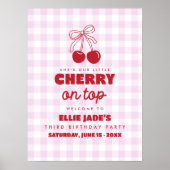 チェリー・オン・トップのピンクギンガムの誕生日 ポスター (正面)