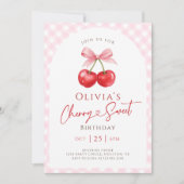 チェリー スウィート ガール バースデー パーティー 招待状 (正面)