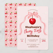 チェリー スウィート バースデー 招待状 (正面/裏面)