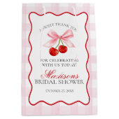 チェリー スウィート ピンク コケッティー ボウ ブライダル シャワー フェア ミディアムペーパーバッグ (正面)