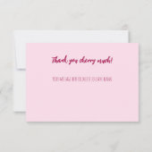 チェリー スウィート ピンク ブライダル シャワー モノグラム サンキューカード (裏面)