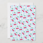 チェリー スウィート ブルー コケッタ ギンガム ファースト バースデー 招待状 (裏面)
