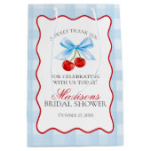 チェリー スウィート ブルー コケッティー ボウ ブライダル シャワー フェア ミディアムペーパーバッグ (正面)