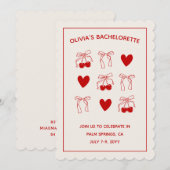 チェリー スウィート レッド ボウズ バチェロレッテ インビテーション (正面/裏面)
