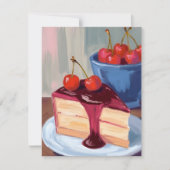 チェリー・チーズケーキ | パン屋の食べ物の絵はがき (正面)