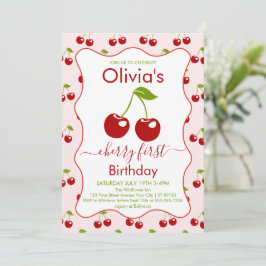 チェリー ファースト バースデー さくらんぼ 1歳の誕生日 招待状