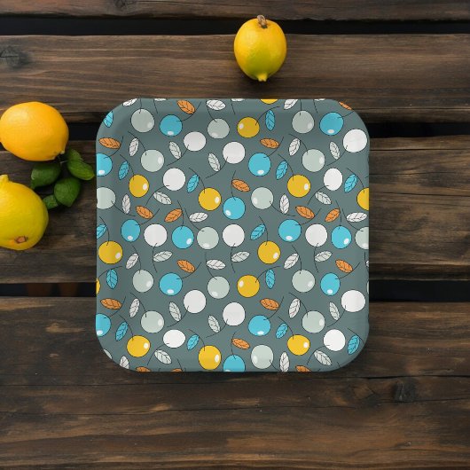 チェリー フルーツ カートゥーン パターン ペーパープレート