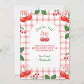 チェリー フルーツ ファースト バースデー パーティー サンキューカード (正面)