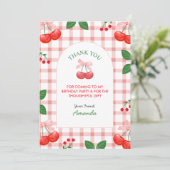 チェリー フルーツ ファースト バースデー パーティー サンキューカード (スタンド正面)