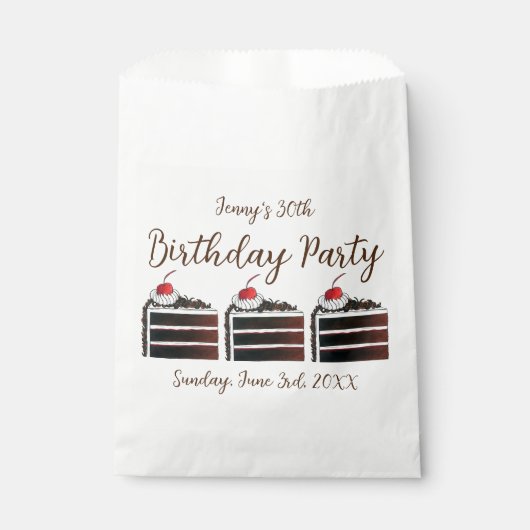 チェリー ブラックフォレストケーキ スライス バースデーパーティー 食品 フェイバーバッグ (正面)