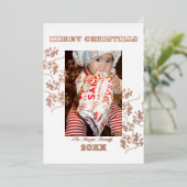 チェリー ブランチ メリー クリスマス フォト プレスド 箔シーズンカード (立ち正面)