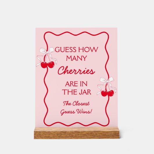 チェリー ベイビー シャワーのゲームを推測する アクリルサイン (正面)