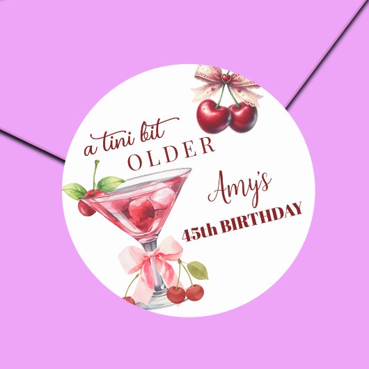 チェリー・マティーニでTini Bit Older 45歳の誕生日 ラウンドシール