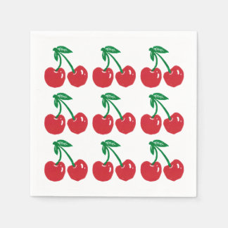 チェリー リノカット ブロック プリント デザイン コックテール ナプキン スタンダードカクテルナプキン
