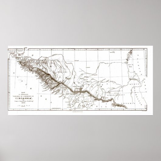 チェルケシアの地図1840 ポスター (正面)