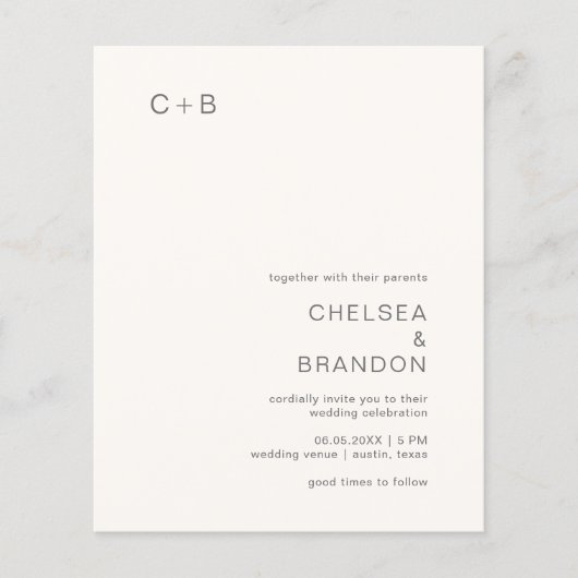 チェルシーアイボリーモダン結婚式招待状 (正面)