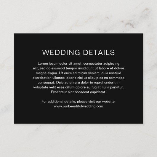 チェルシーブラックモダン結婚ズ エンクロージャーカード (正面)