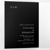 チェルシーブラックモダン結婚ズ 三つ折り招待状 (内部最初)