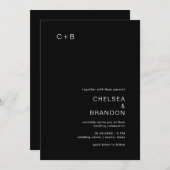 チェルシーブラックモダン結婚ズ 招待状 (正面/裏面)
