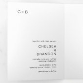 チェルシーブラック&ホワイトモダンズ結婚ズ 三つ折り招待状 (内部最初)