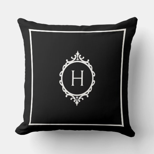 チェルシーブラック&ホワイトモノグラムの クッション (正面)