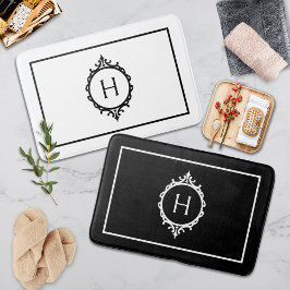チェルシーブラック&ホワイトモノグラムの バスマット