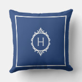 チェルシーブルーアンドホワイトモノグラムの装飾用クッション クッション (裏面)