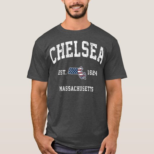 チェルシーマサチューセッツ州MAヴィンテージ米国国旗 Tシャツ (正面)