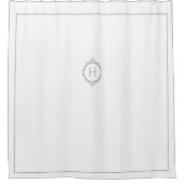 チェルシーライトトープと白モノグラムの色 シャワーカーテン (正面)