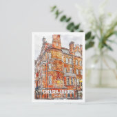 チェルシーロンドンイングランドトラベルプレイスウォーターカラー ポストカード (スタンド正面)