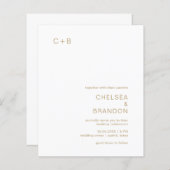 チェルシー金ゴールドモダン結婚式招待状 (正面/裏面)