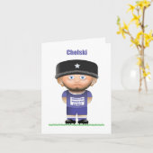 チェルスキー(チェルシー)サッカーおもしろいグリーティングカード カード (黄色い花)