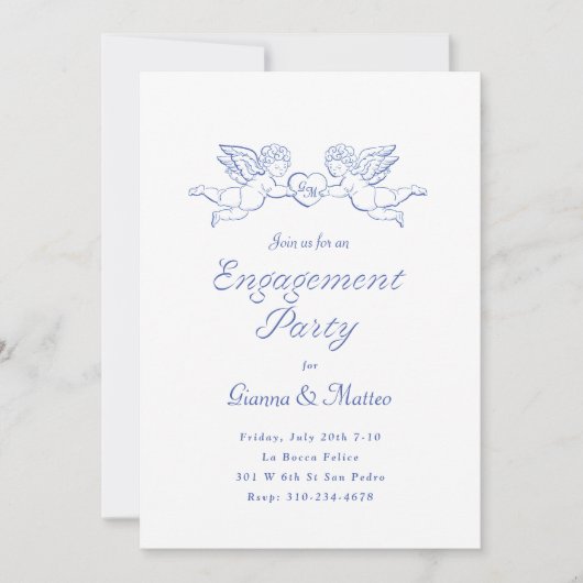 チェルブスホールディングハートカップル婚約パーティ 招待状 (正面)