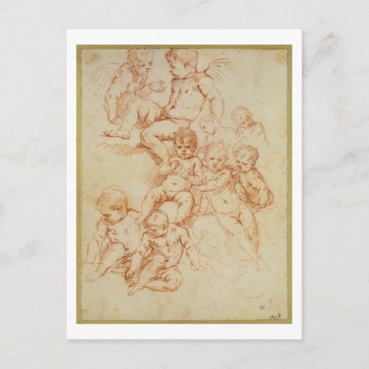 チェルブス17世紀初頭(紙上の赤いチョーク) ポストカード (正面)