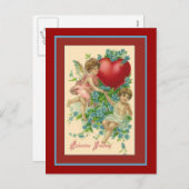 チェルベとハートヴィンテージバレンタインデー シーズンポストカード (正面/裏面)